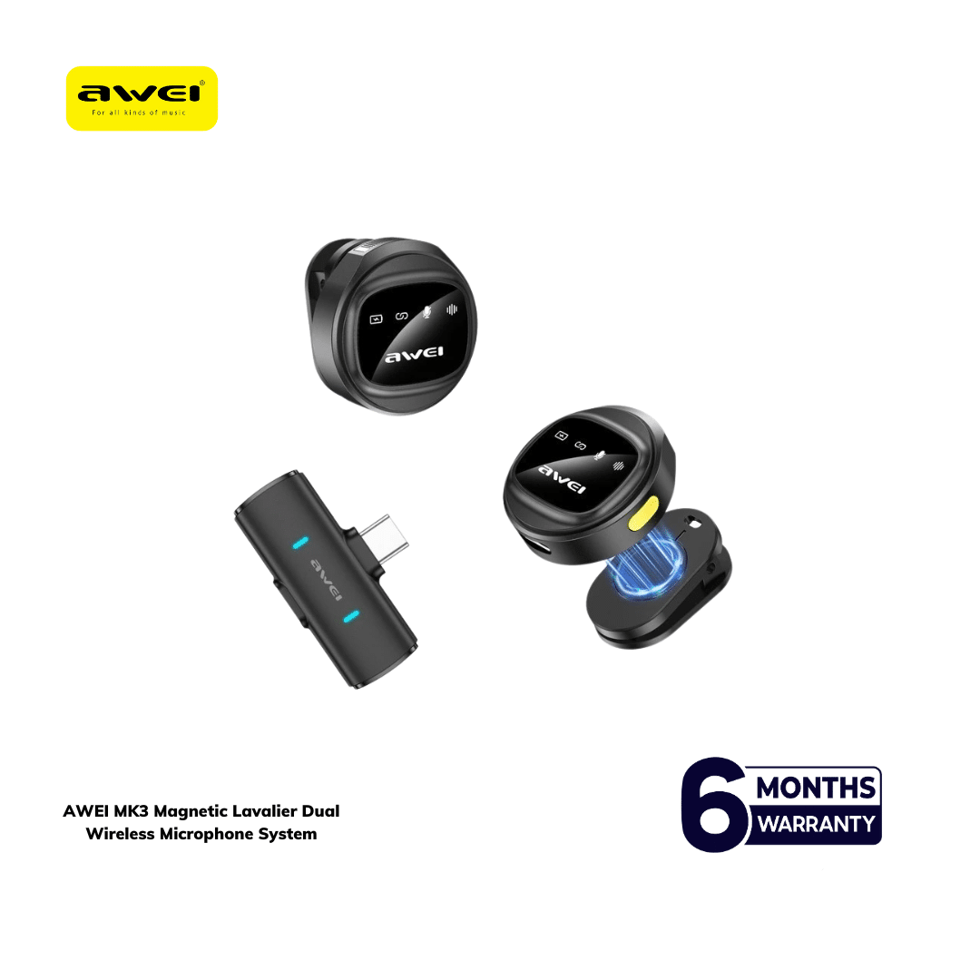 AWEI MK3 Magnetic Lavalier Dual Wireless Microphone System