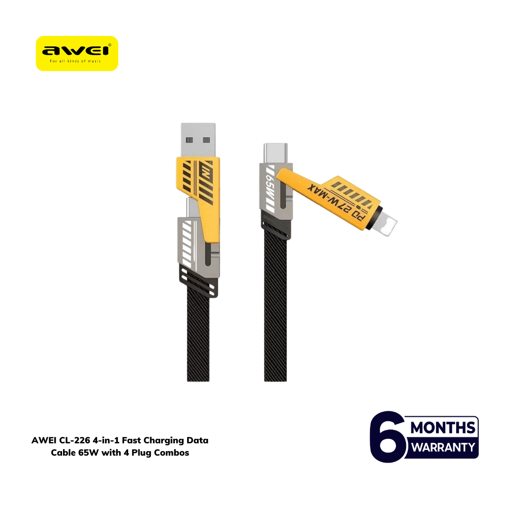 AWEI CL-226 4-in-1 Fast Charging Data Cable 65W with 4 Plug Combos