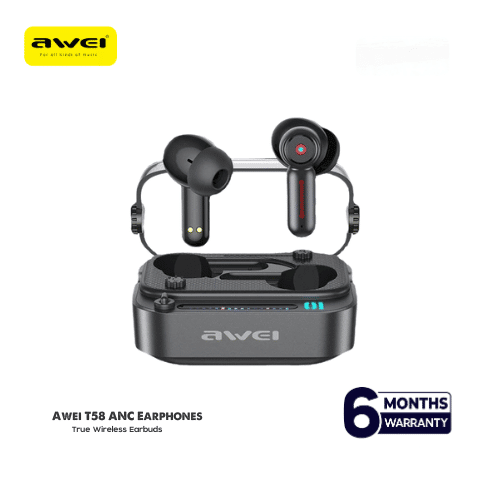 Awei T58 ANC V5.3 Wireless Bluetooth Earphones With RGB Light